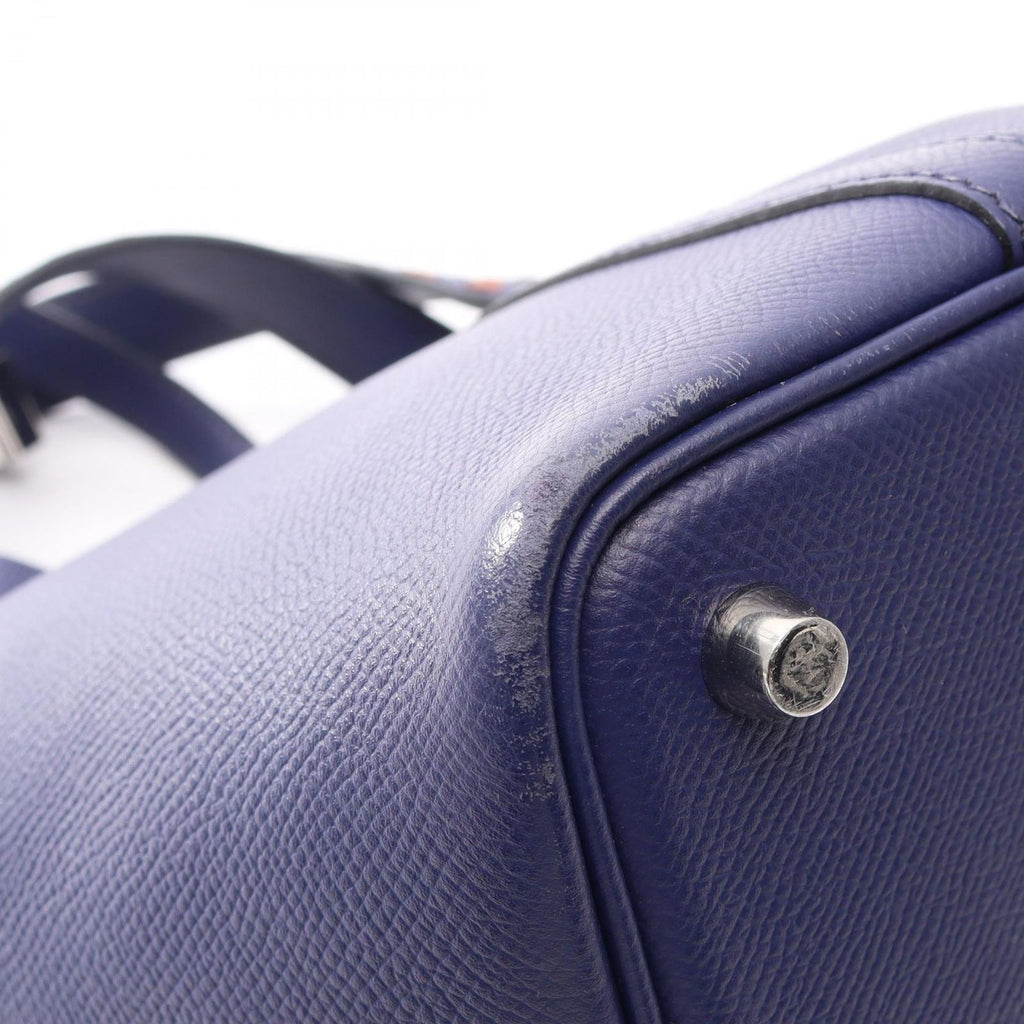 Hermes Handbag Picotin Lock PM Tresage Blue Brick Black Leather PM — view 6