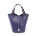 Hermes Handbag Picotin Lock PM Tresage Blue Brick Black Leather PM
