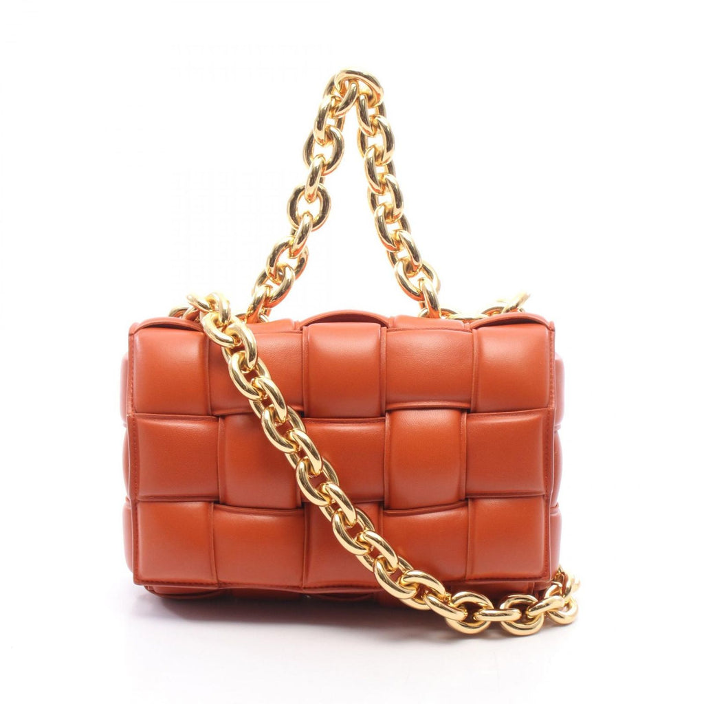 Bottega Veneta Shoulder Bag the Chain Cassette Orange Leather
