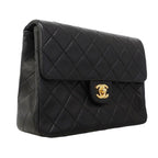 Chanel Shoulder Bag Mini Quilted Lambskin Black Gold — view 2