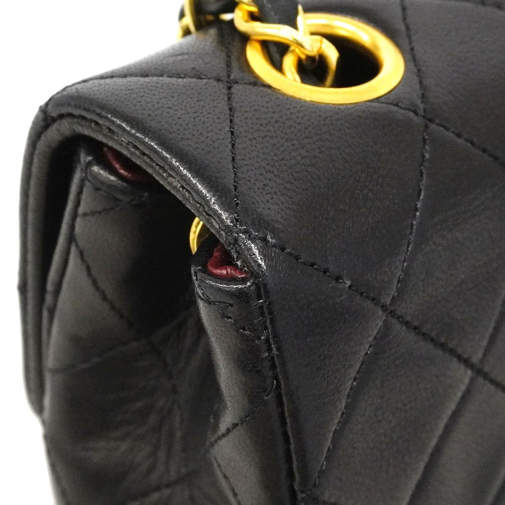 Chanel Shoulder Bag Mini Quilted Lambskin Black Gold — view 6