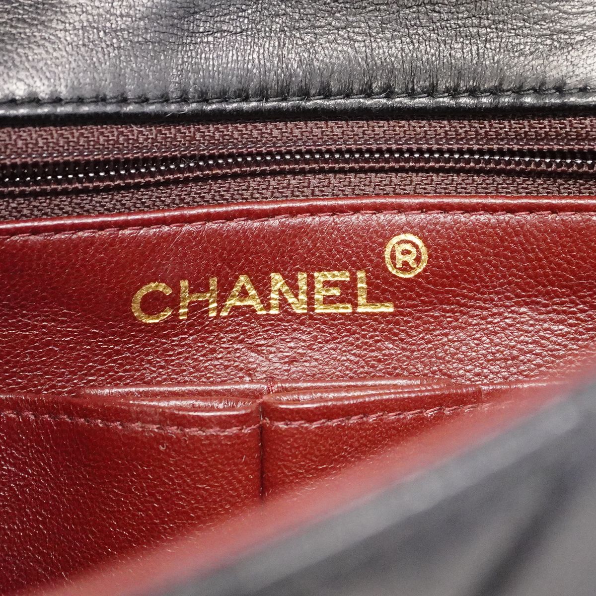 Chanel Shoulder Bag Mini Quilted Lambskin Black Gold — view 5
