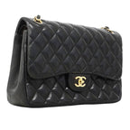 Chanel Shoulder Bag Maxi Quilted Lambskin Black Gold — view 2