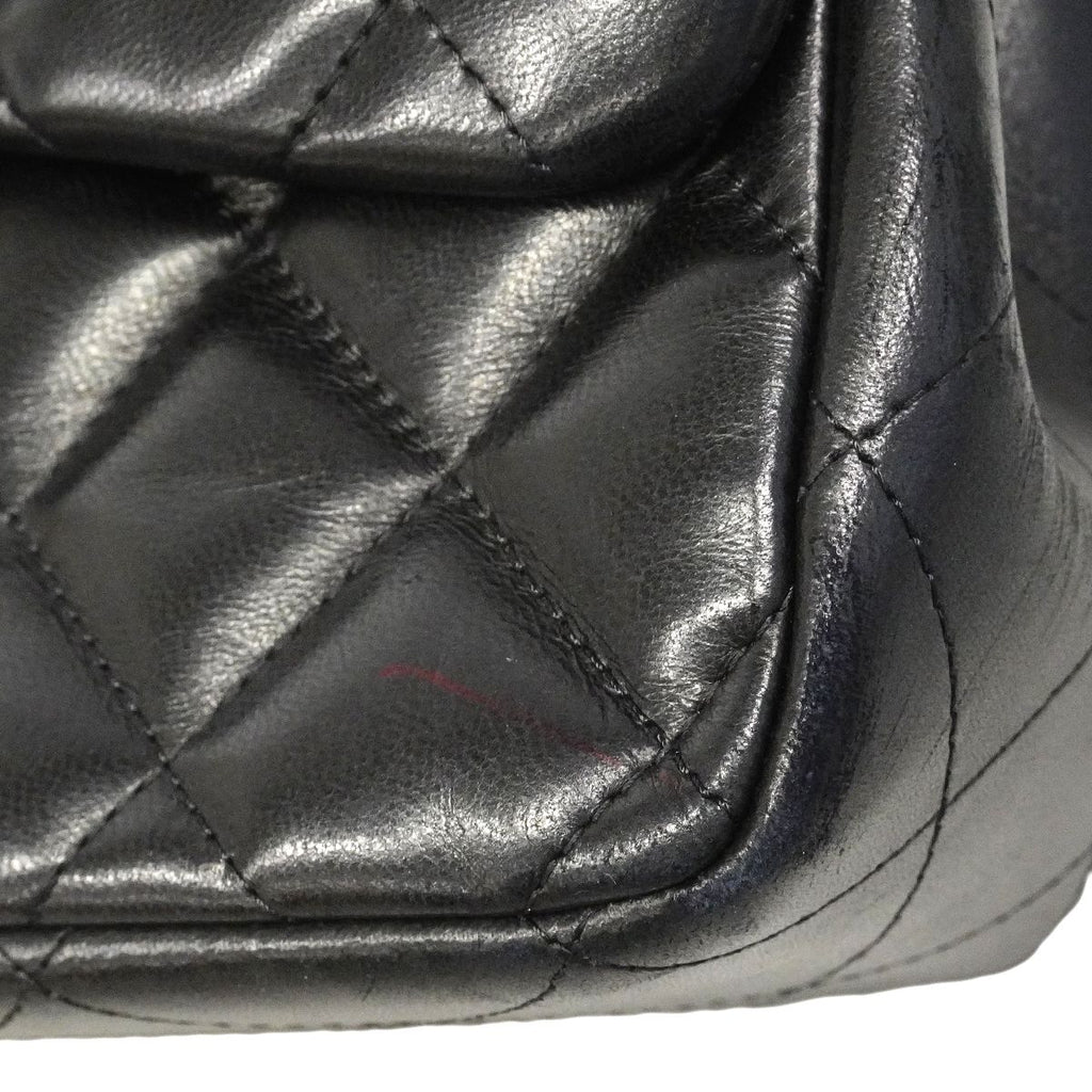 Chanel Shoulder Bag Maxi Quilted Lambskin Black Gold — view 6