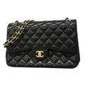 Chanel Shoulder Bag Maxi Quilted Lambskin Black Gold