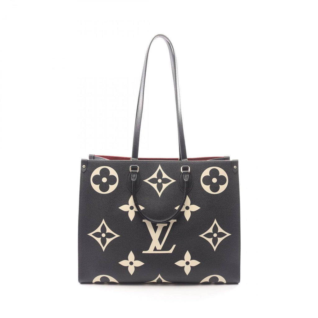 Louis Vuitton Tote On The Go GM Bicolor 2-Way Black Beige Leather