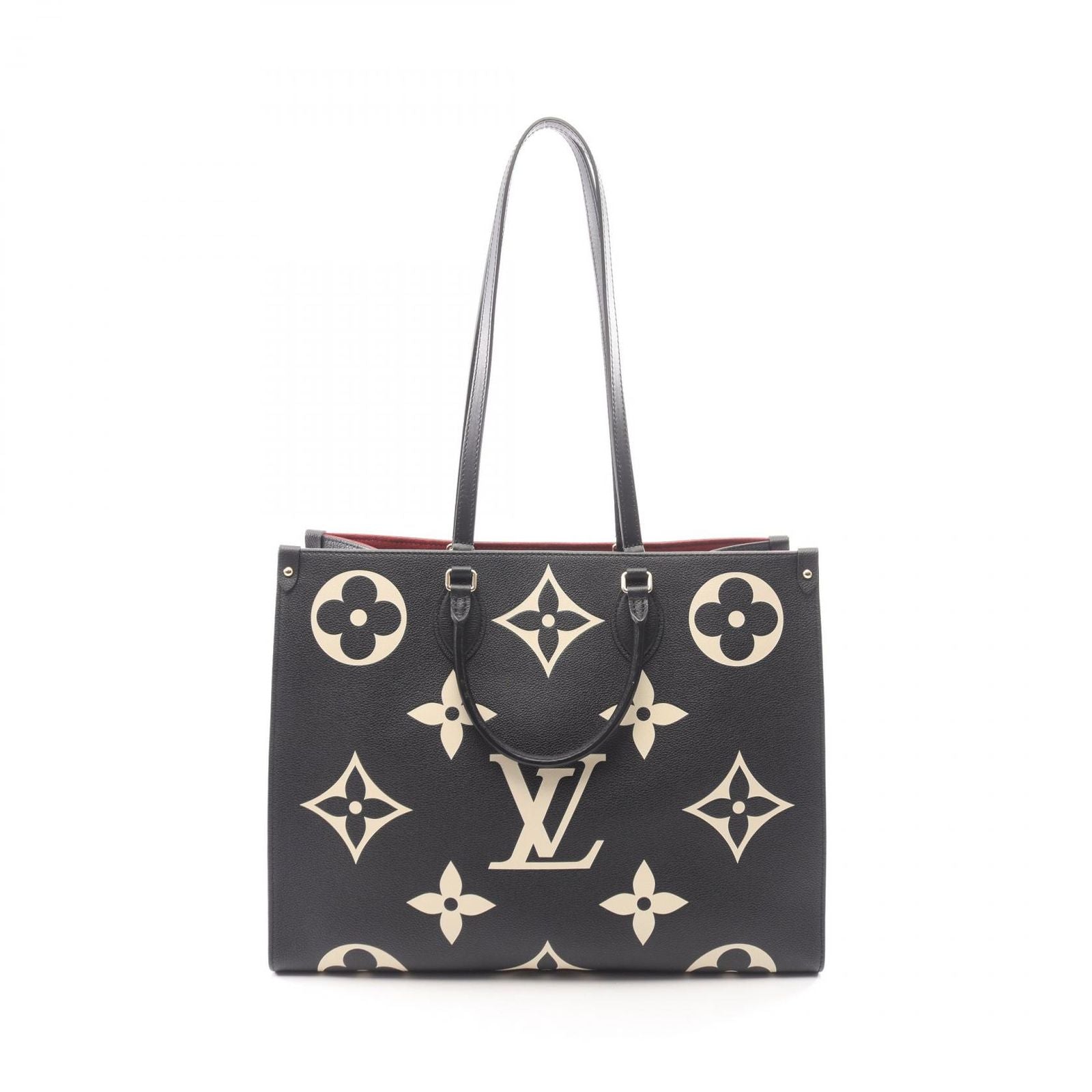 Louis Vuitton Tote On The Go GM Bicolor 2-Way Black Beige Leather