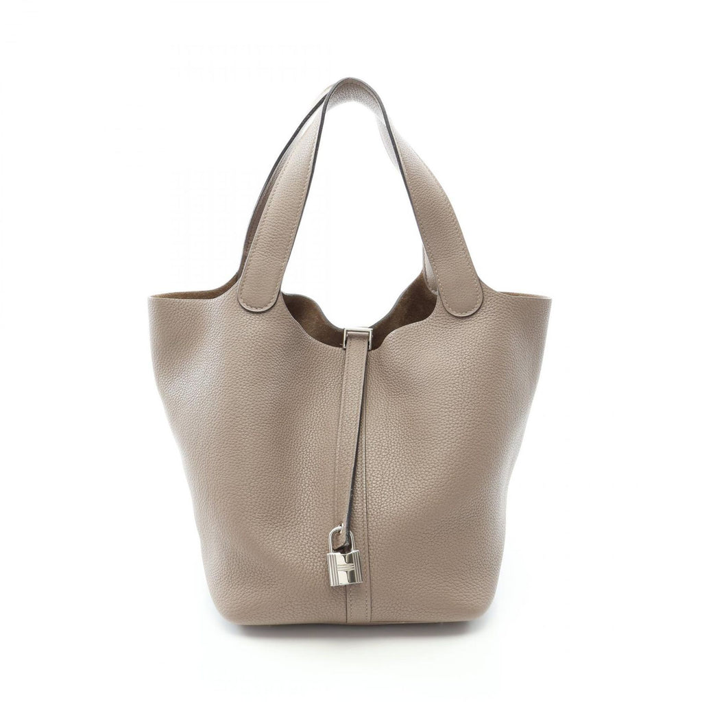 Hermes Handbag Picotin Lock MM Tourtier Gray Leather