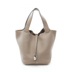 Hermes Handbag Picotin Lock MM Tourtier Gray Leather