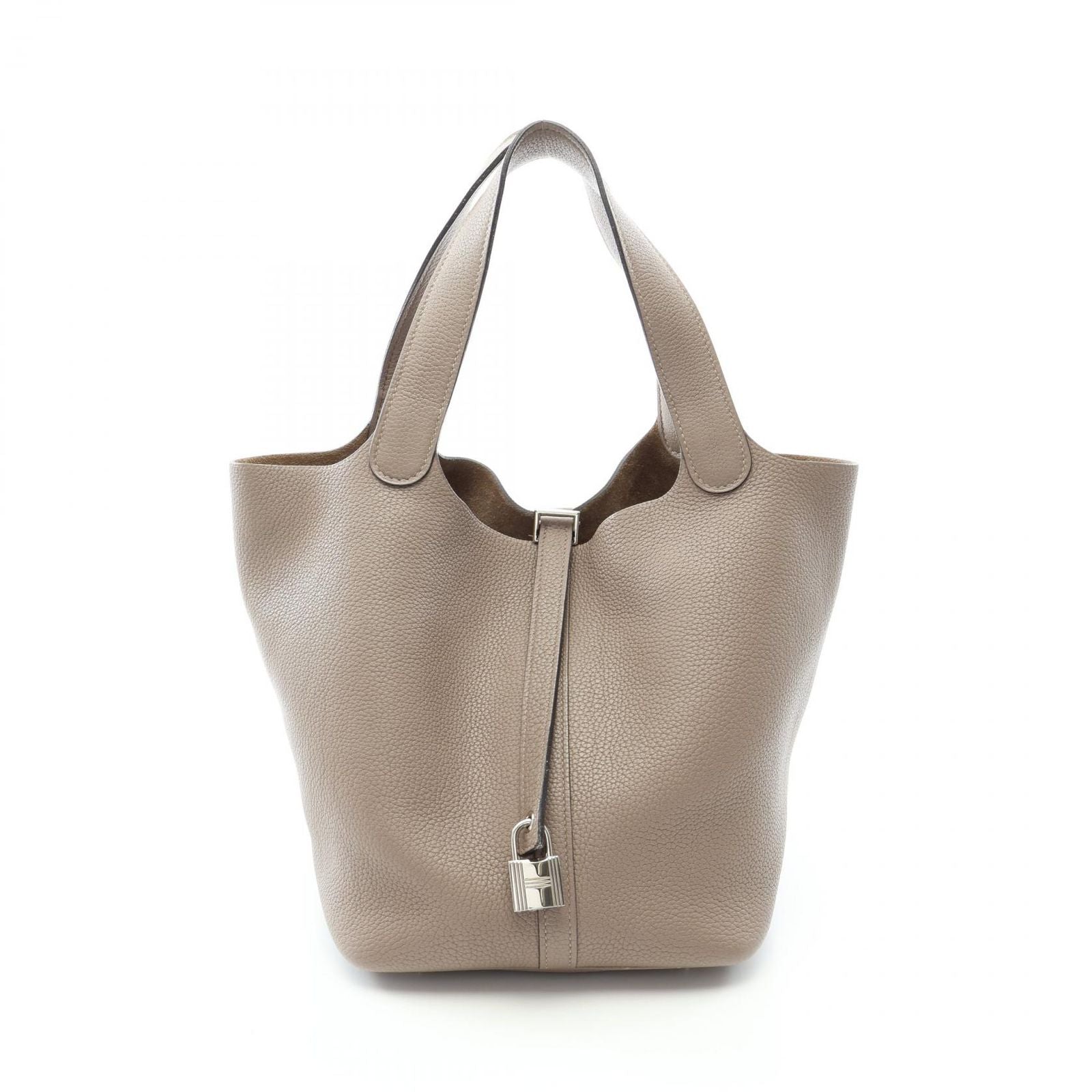 Hermes Handbag Picotin Lock MM Tourtier Gray Leather