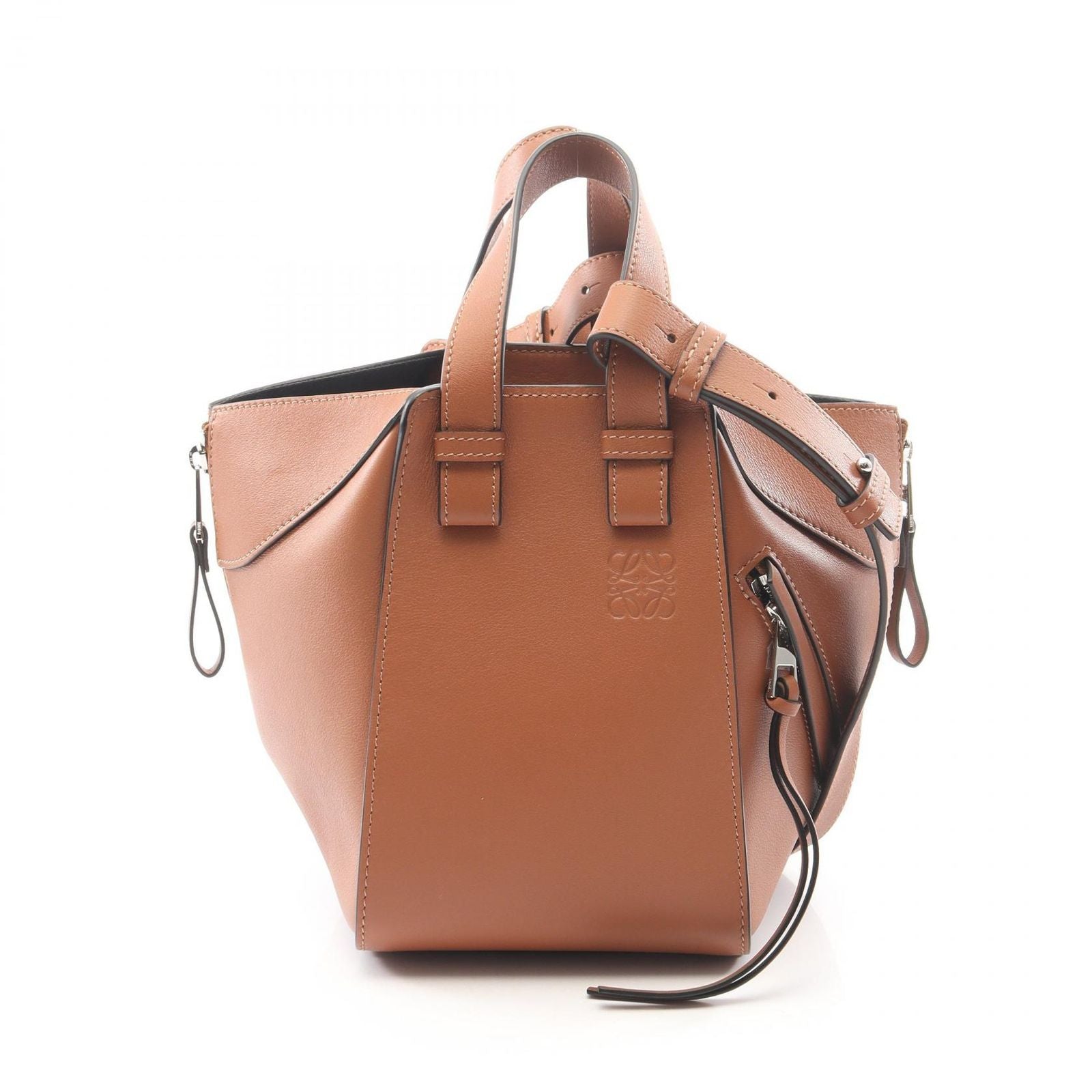 Loewe Handbag Hammock Bag Compact 2-Way Brown Leather