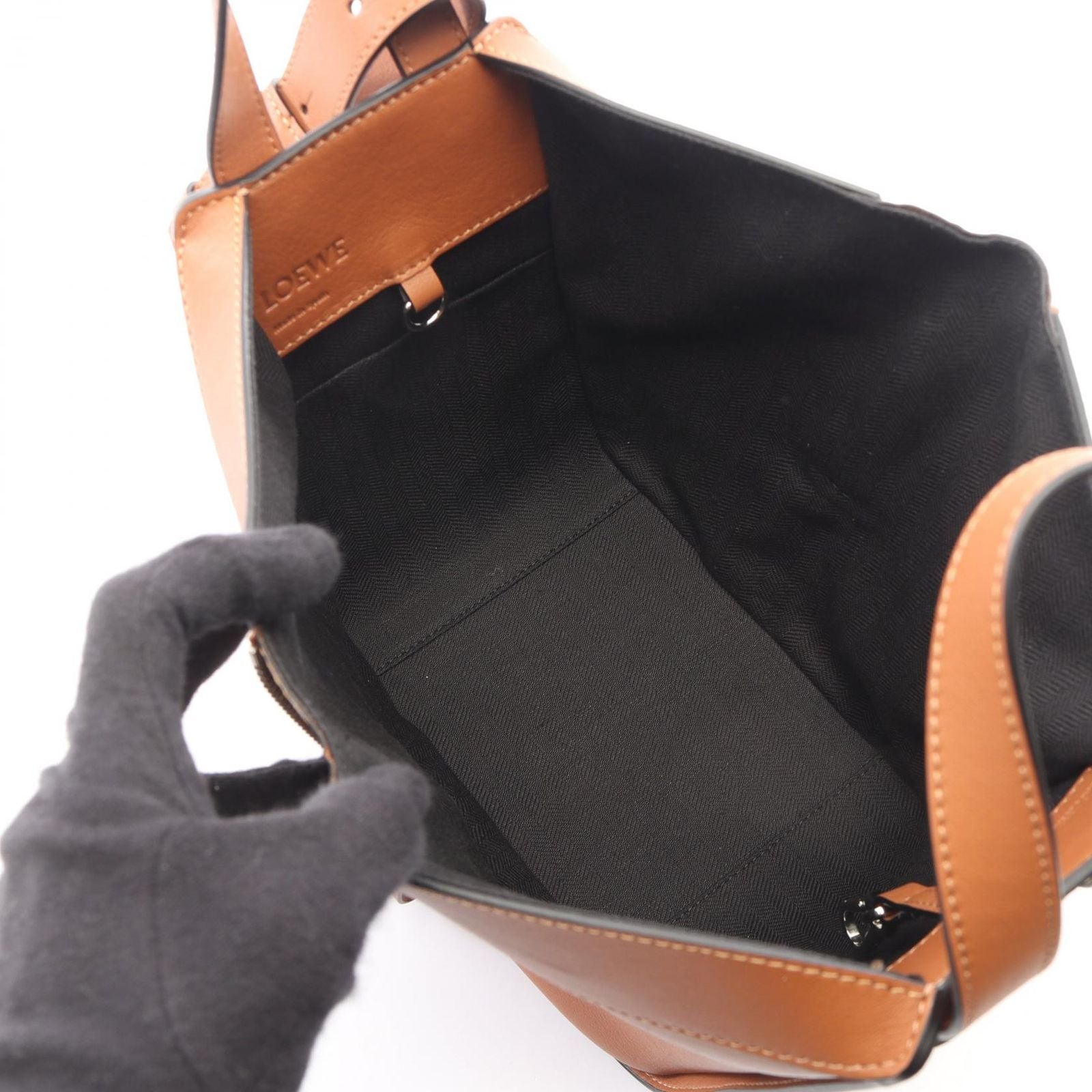 Loewe Handbag Hammock Bag Compact 2-Way Brown Leather — view 3