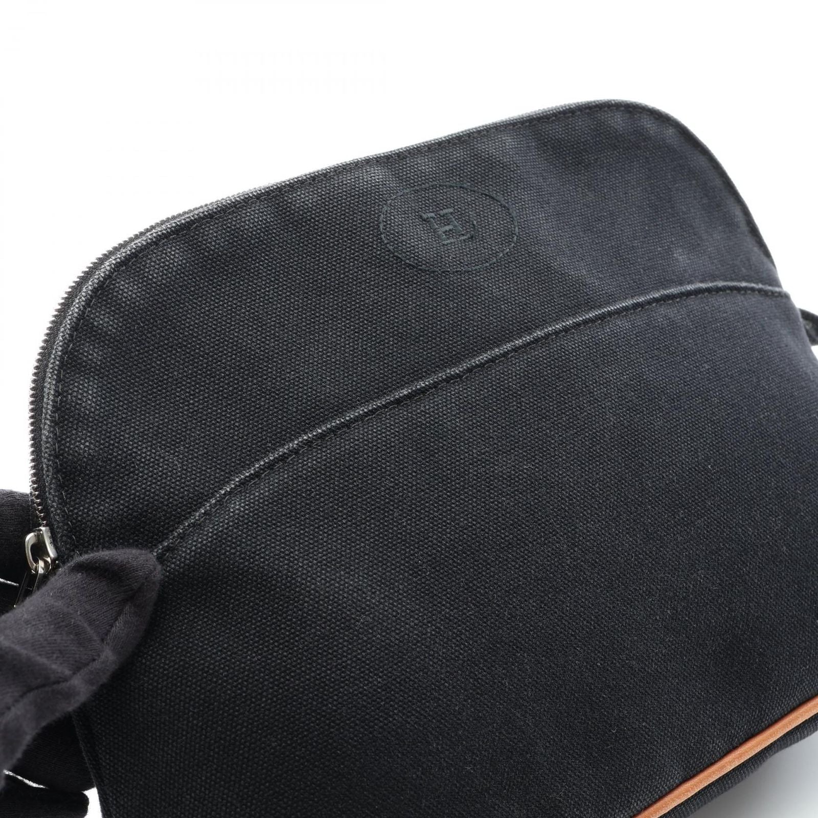 Hermes Pouch Bolide MM Black Canvas Leather — view 7