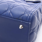 Dior Handbag Lady Dior Cannage 2-Way Blue Leather Tote — view 7