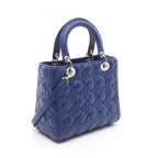 Dior Handbag Lady Dior Cannage 2-Way Blue Leather Tote — view 2