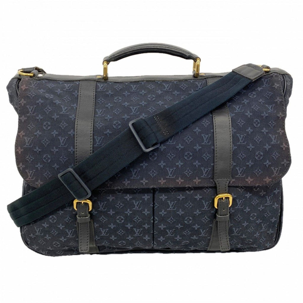 Louis Vuitton Briefcase Monogram Mini Denise Blue 2-Way