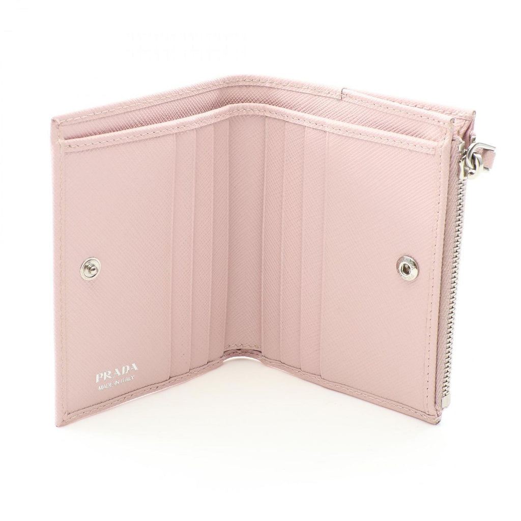 Prada Bifold Wallet Saffiano Triang Pink Leather Triangle Logo — view 3