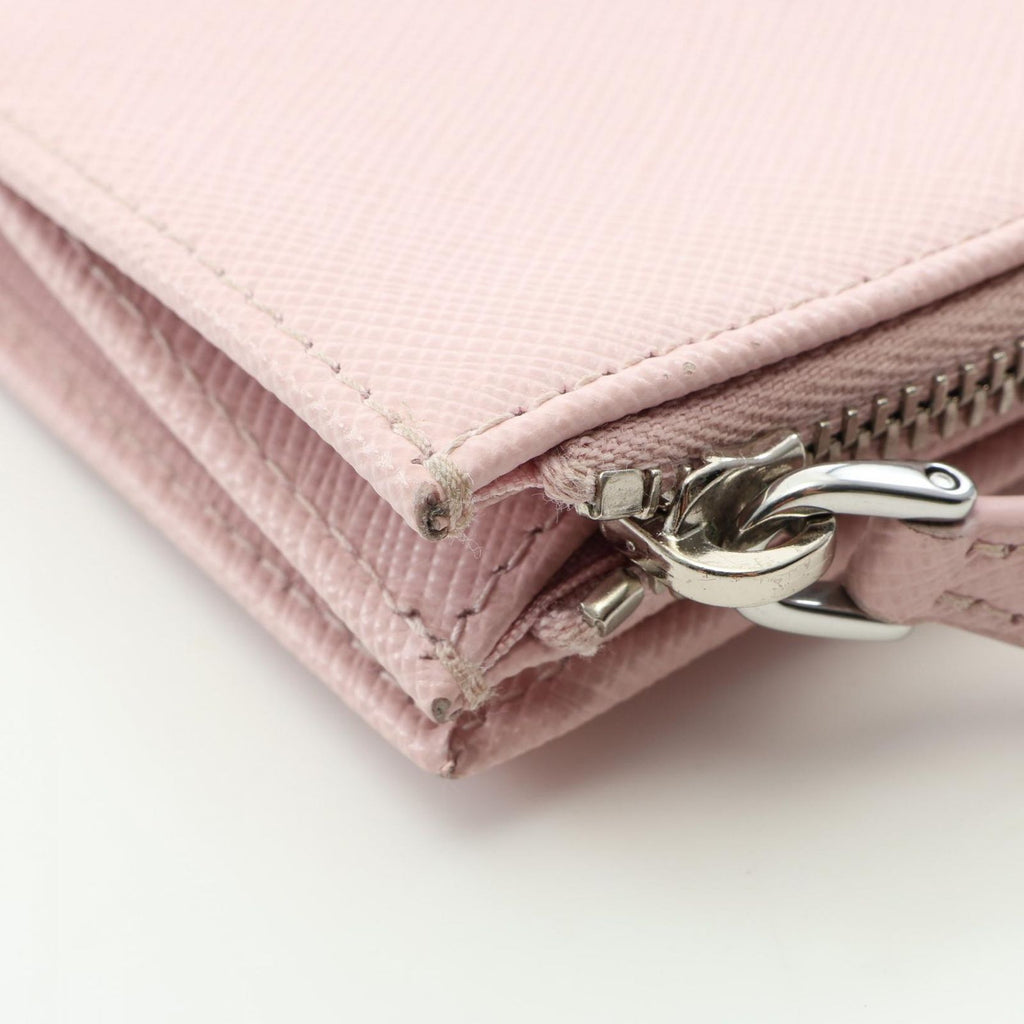 Prada Bifold Wallet Saffiano Triang Pink Leather Triangle Logo — view 7