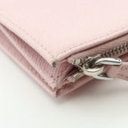 Prada Bifold Wallet Saffiano Triang Pink Leather Triangle Logo — view 7