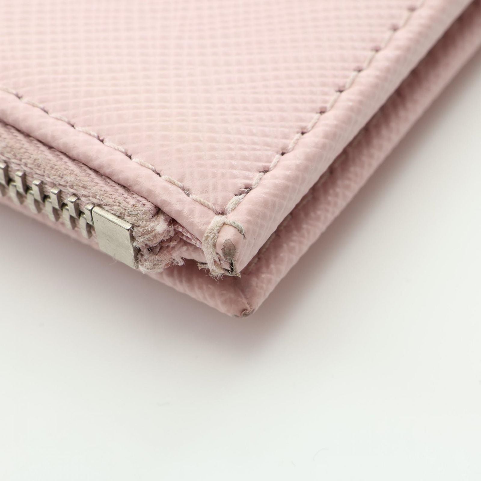 Prada Bifold Wallet Saffiano Triang Pink Leather Triangle Logo — view 6