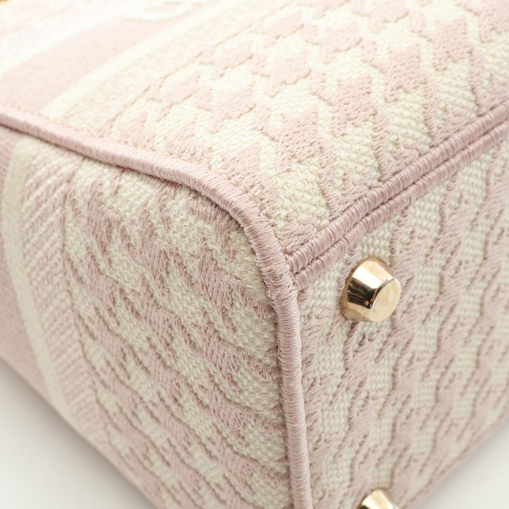 Dior Handbag Lady D-lite Houndstooth 2-Way Pink Ivory Canvas Tote — view 7