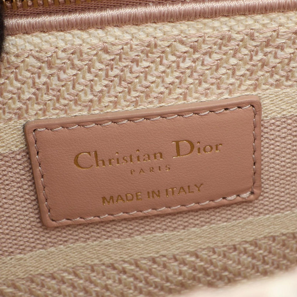 Dior Handbag Lady D-lite Houndstooth 2-Way Pink Ivory Canvas Tote — view 4