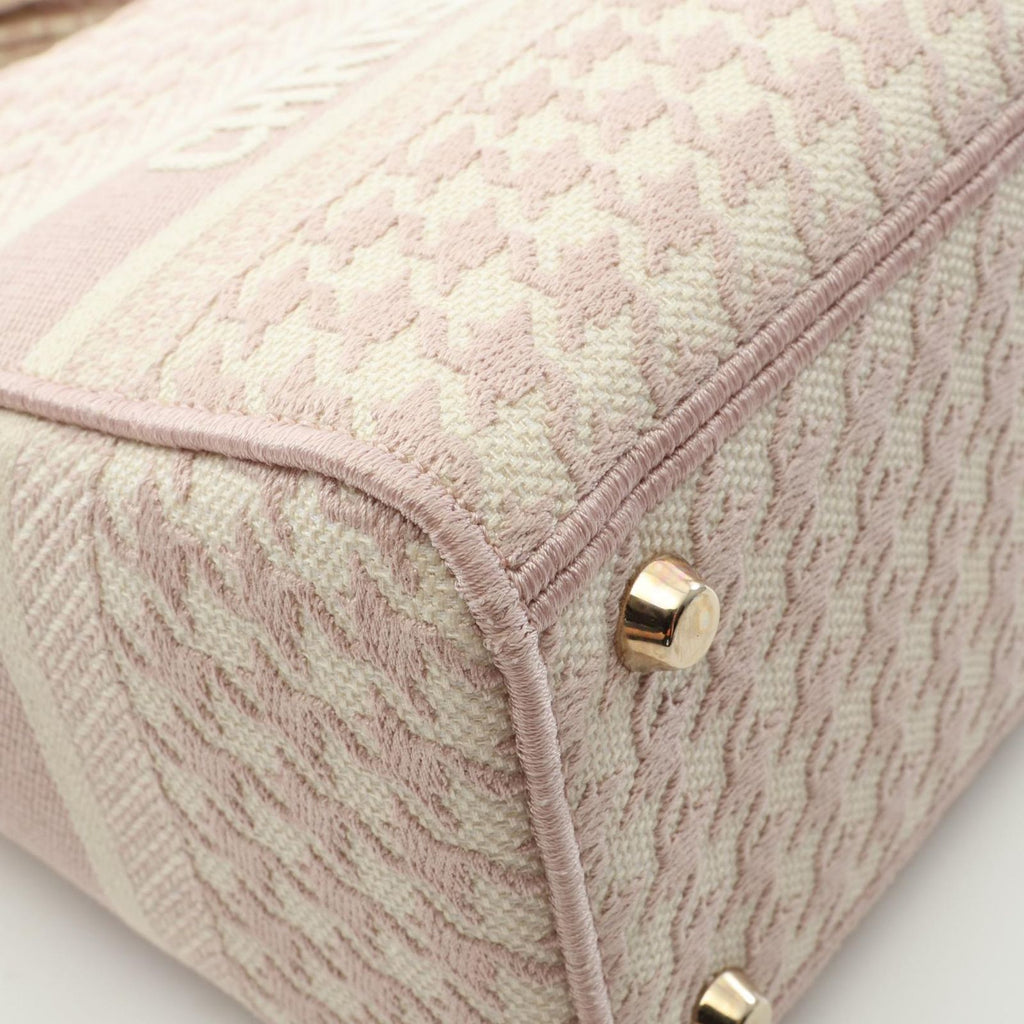Dior Handbag Lady D-lite Houndstooth 2-Way Pink Ivory Canvas Tote — view 8