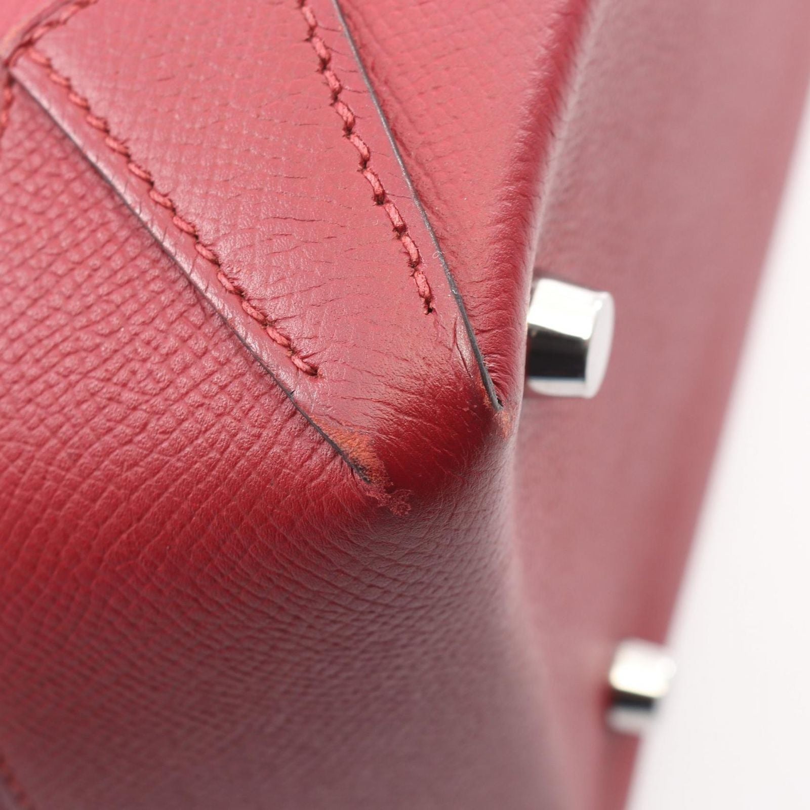 Hermes Handbag Maxi Box Cabas 30 Rouge Grena Calf — view 8
