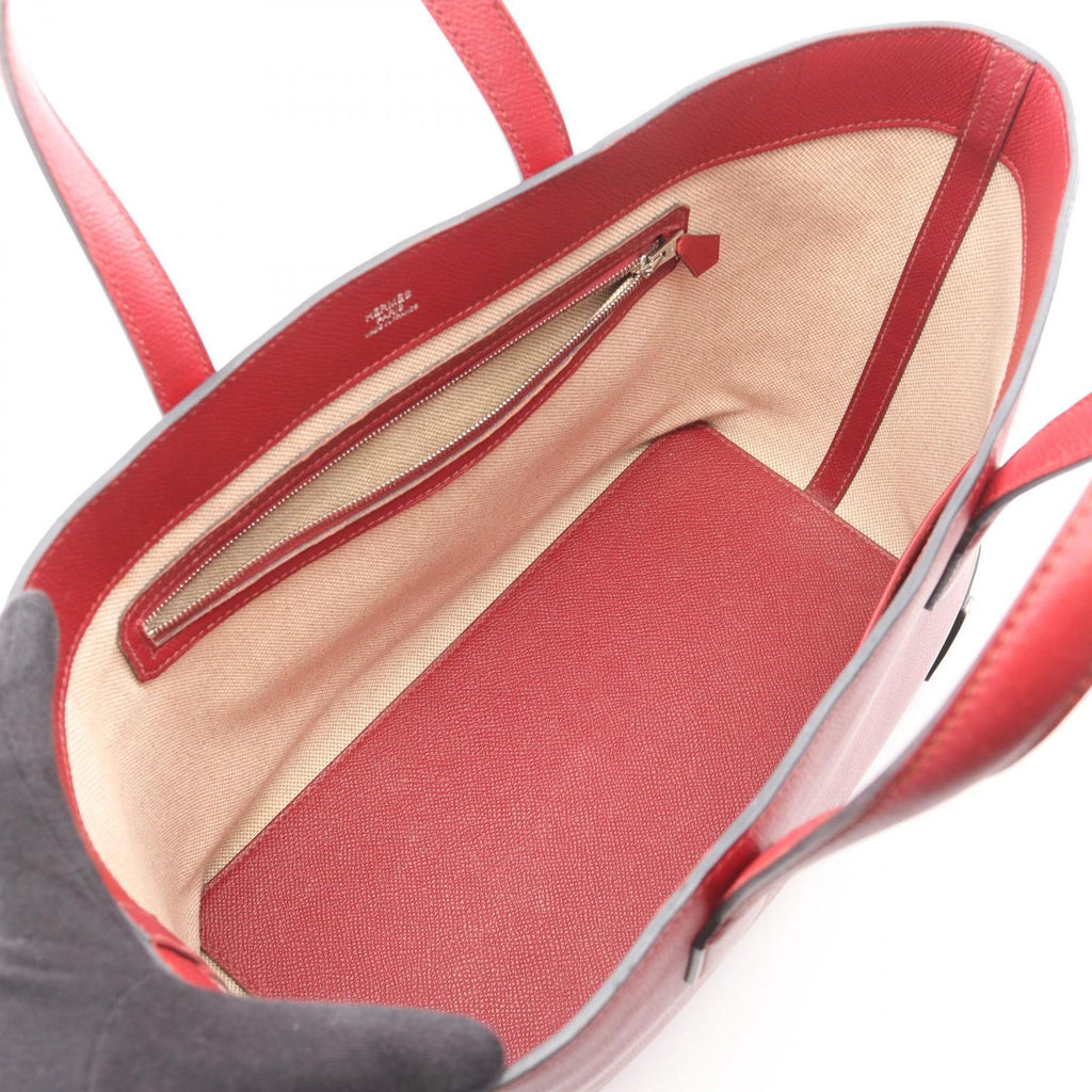 Hermes Handbag Maxi Box Cabas 30 Rouge Grena Calf — view 3