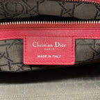 Dior Handbag Cannage Lady Leather Red Silver 2-Way — view 5