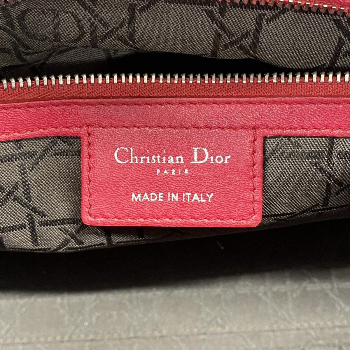 Dior Handbag Cannage Lady Leather Red Silver 2-Way — view 5
