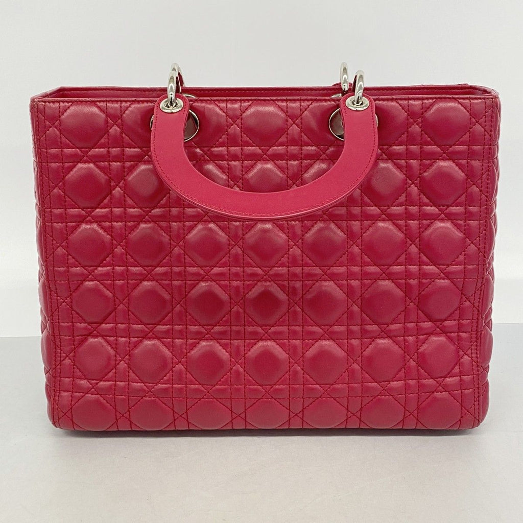Dior Handbag Cannage Lady Leather Red Silver 2-Way — view 8