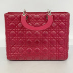 Dior Handbag Cannage Lady Leather Red Silver 2-Way — view 8