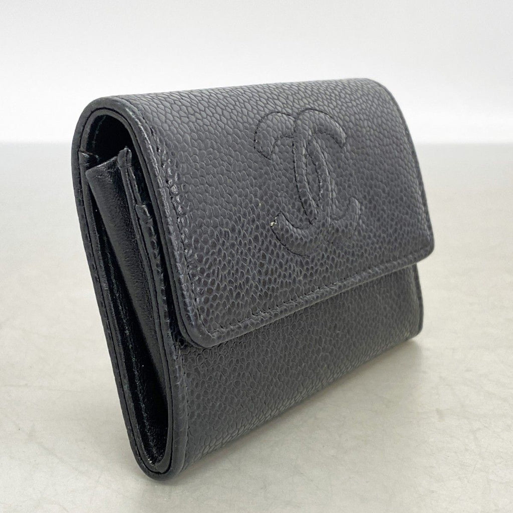 Chanel Coin Case Caviar Leather Black Silver — view 2