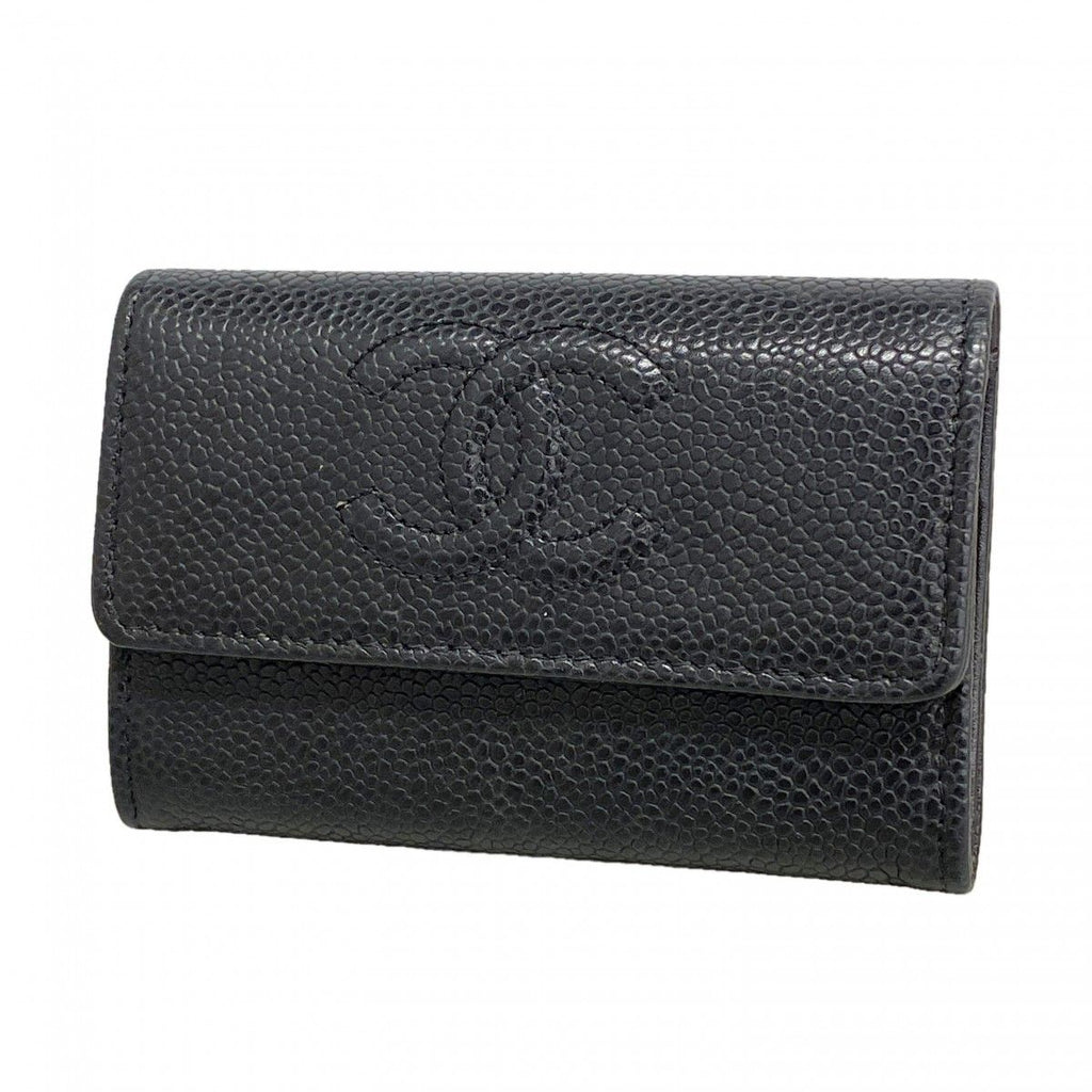 Chanel Coin Case Caviar Leather Black Silver