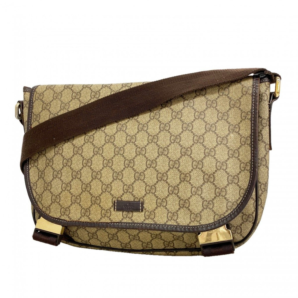 Gucci Shoulder Bag GG Supreme Brown Champagne Gold