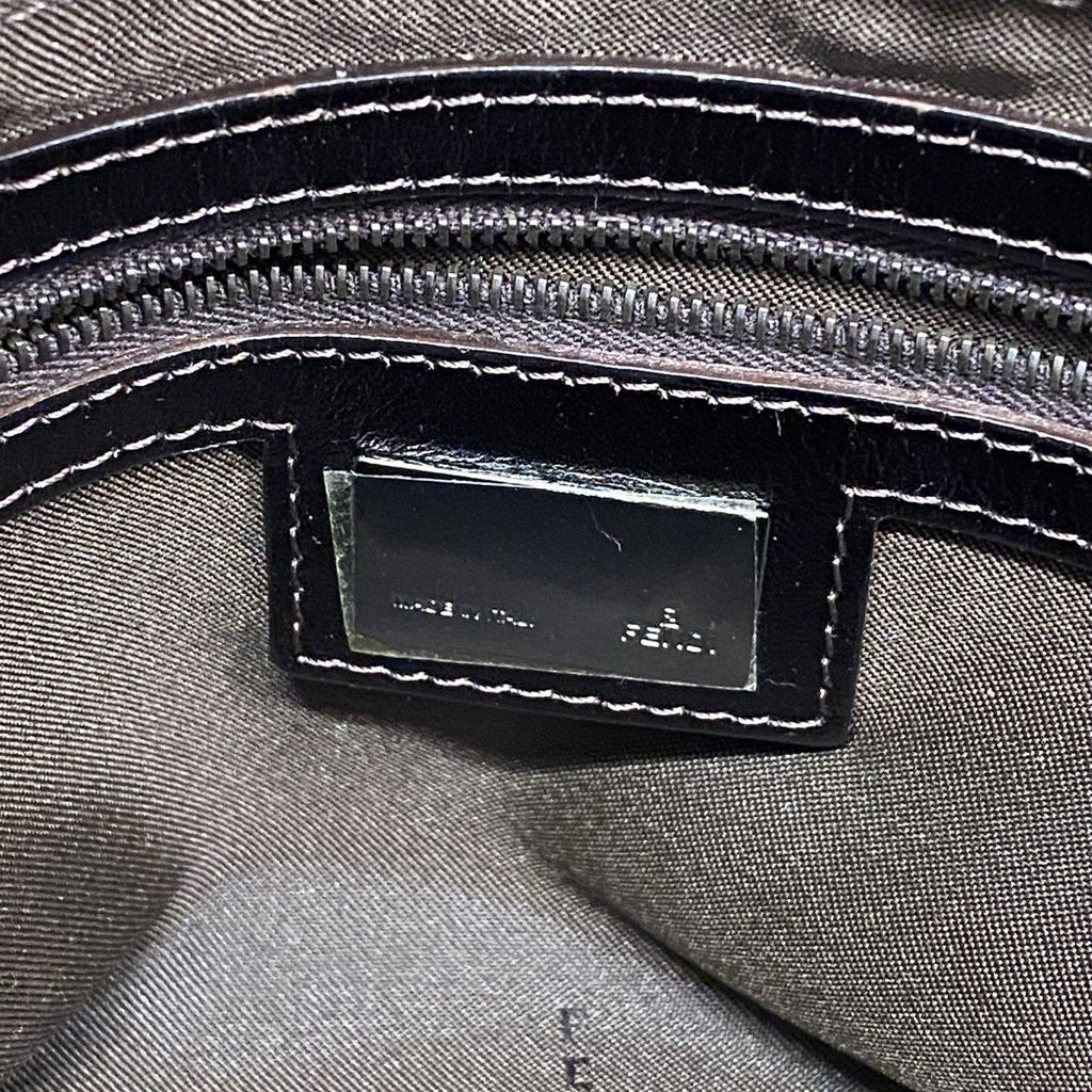 Fendi Handbag Zucca Mamma Bucket Nylon Canvas Brown Silver — view 5