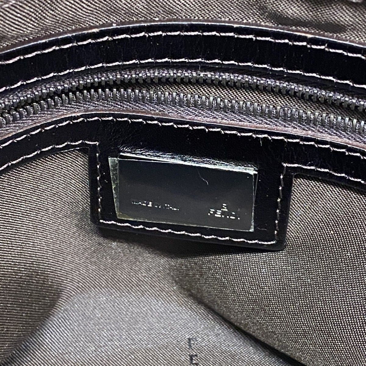 Fendi Handbag Zucca Mamma Bucket Nylon Canvas Brown Silver — view 5