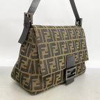 Fendi Handbag Zucca Mamma Bucket Nylon Canvas Brown Silver — view 2