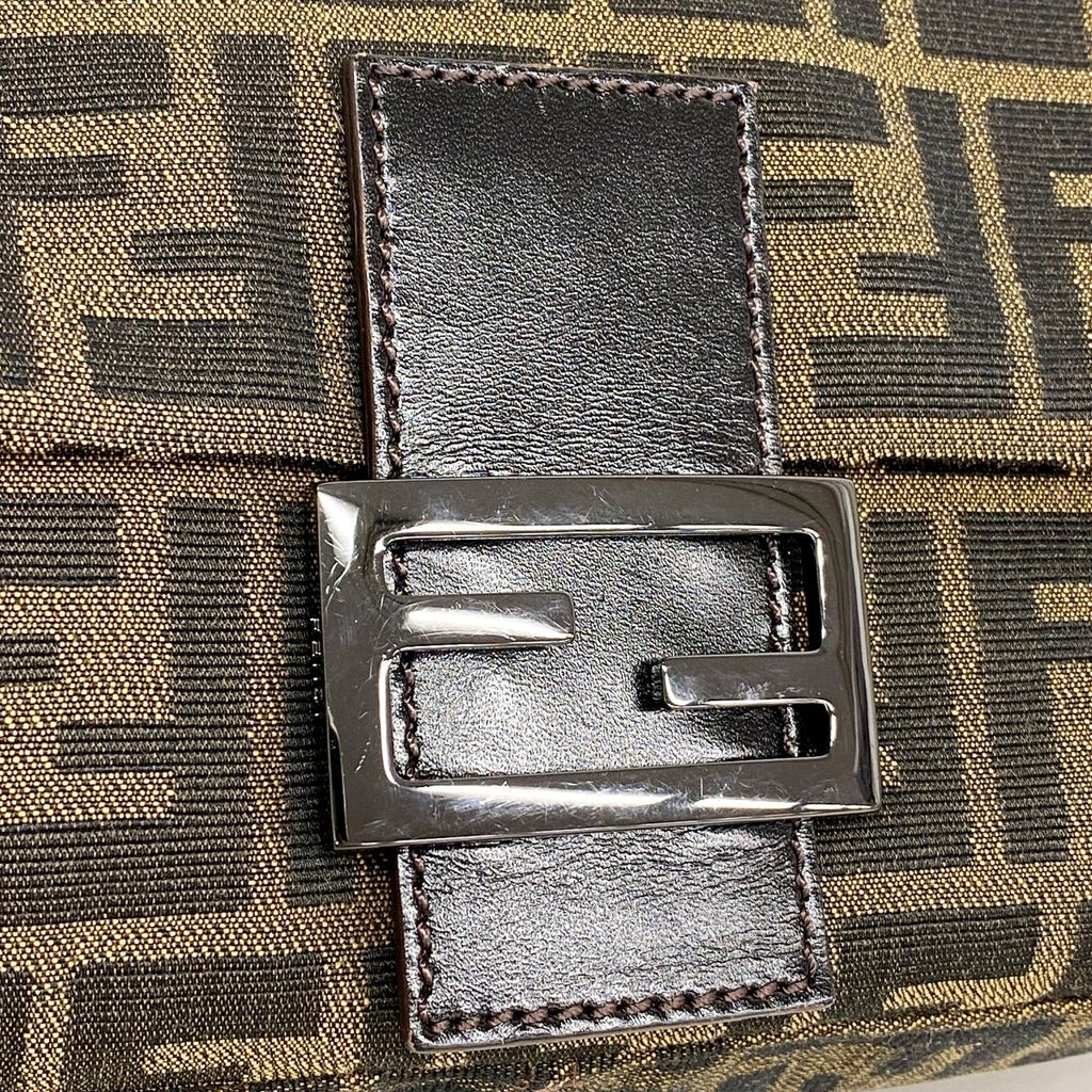 Fendi Handbag Zucca Mamma Bucket Nylon Canvas Brown Silver — view 7