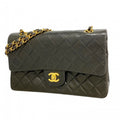 Chanel Shoulder Bag Quilted Lambskin Black Gold