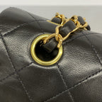 Chanel Shoulder Bag Quilted Lambskin Black Gold — view 8
