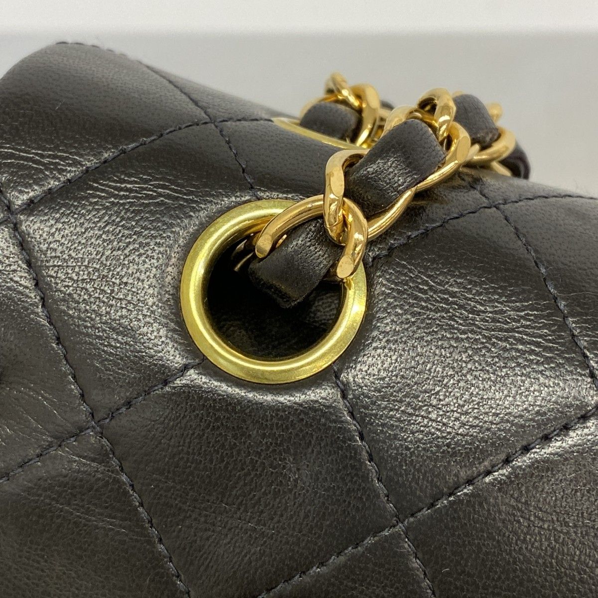 Chanel Shoulder Bag Quilted Lambskin Black Gold — view 8