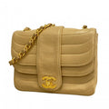 Chanel Shoulder Bag Lambskin Beige Gold