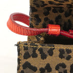 Fendi Shoulder Bag Leopard Nylon Canvas Brown Red Gold — view 7
