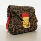 Fendi Shoulder Bag Leopard Nylon Canvas Brown Red Gold — view 2