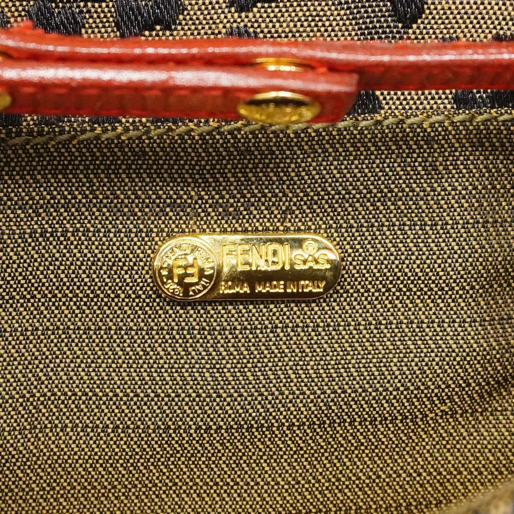 Fendi Shoulder Bag Leopard Nylon Canvas Brown Red Gold — view 5