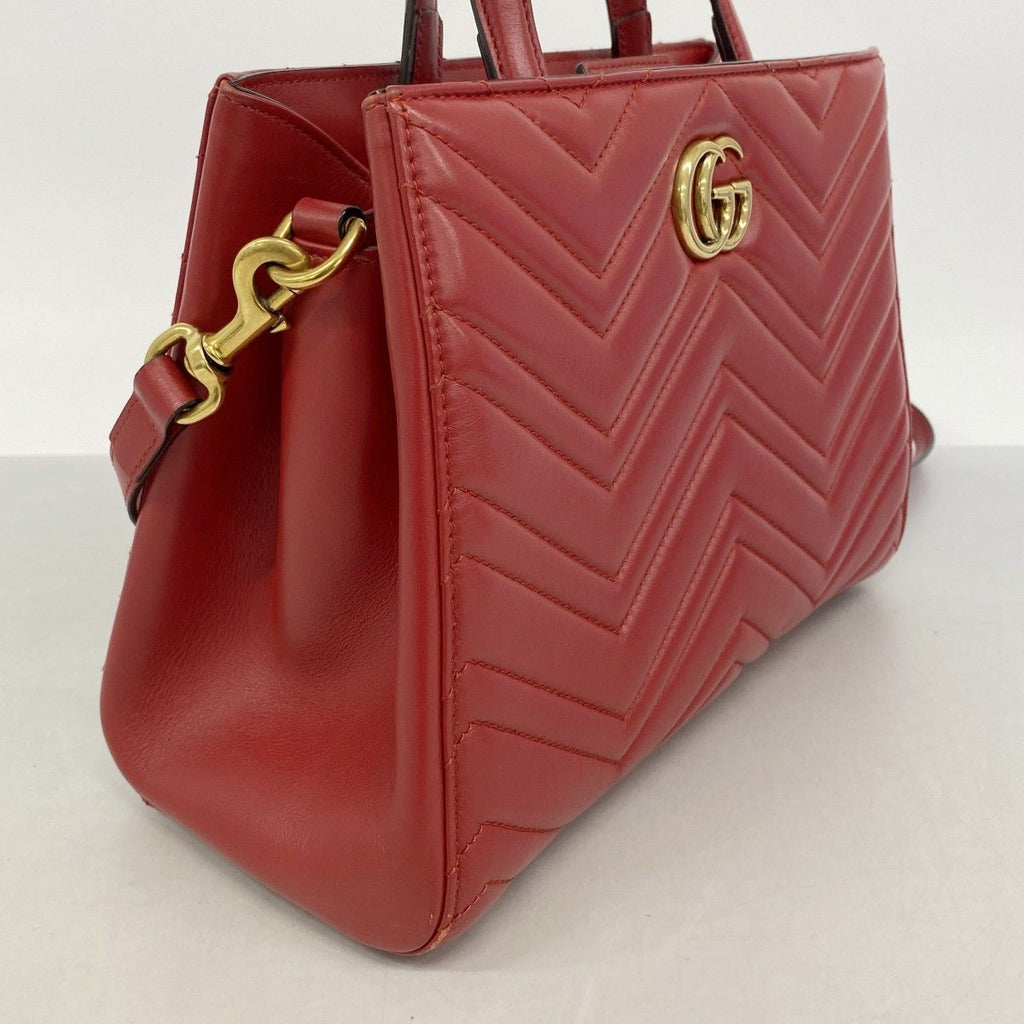 Gucci Handbag GG Marmont Leather Red Gold 2-Way — view 2