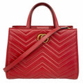 Gucci Handbag GG Marmont Leather Red Gold 2-Way