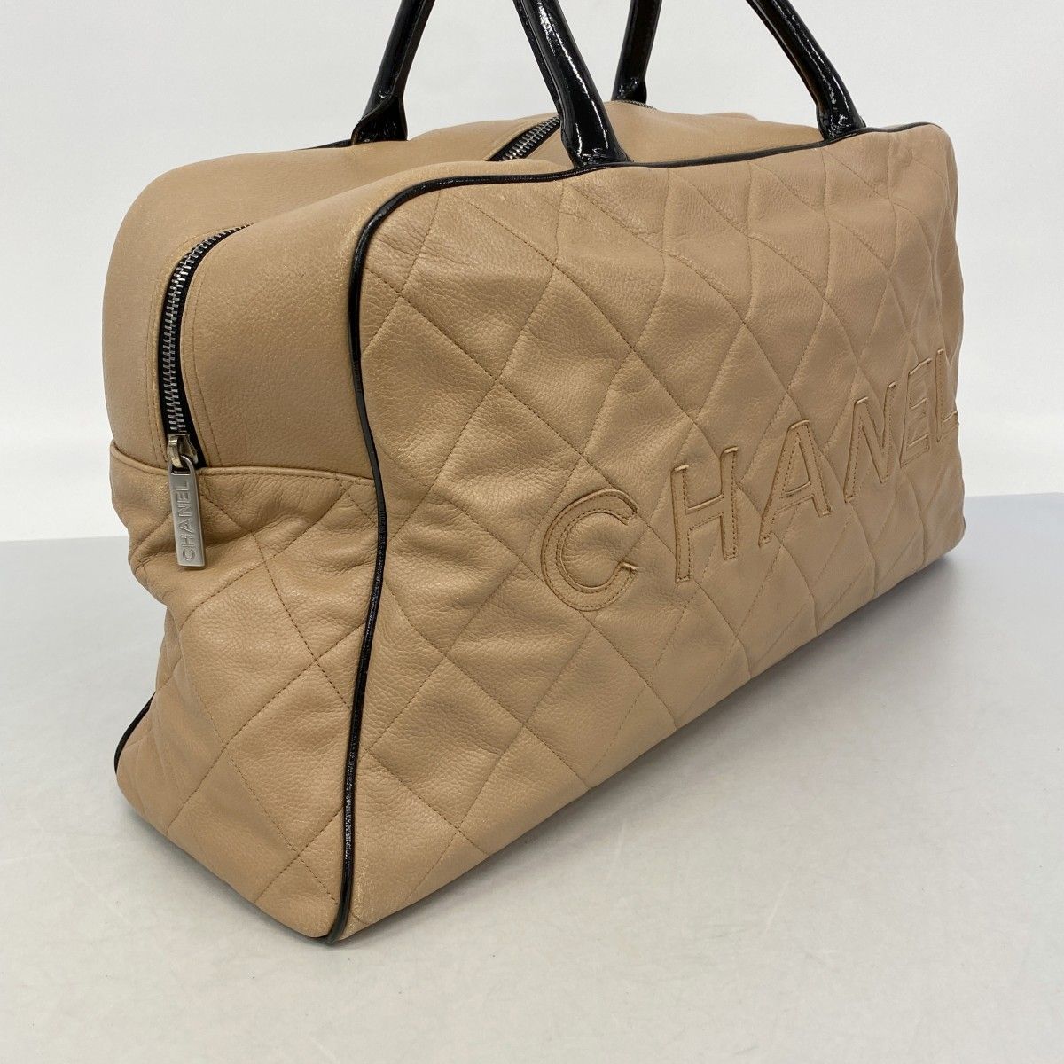 Chanel Boston Bag Sports Leather Brown Silver — view 2
